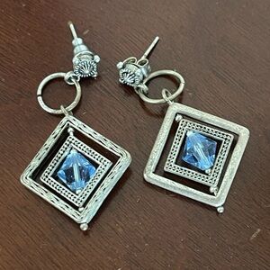 Blue and Silver Dangle Earrings